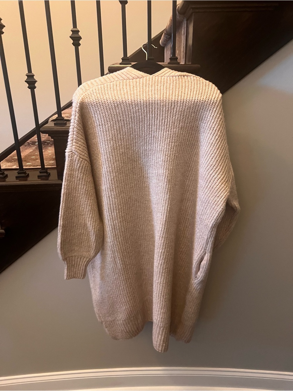 Topshop Cream Open-Front Ribbed Cardigan - Picture 2 of 3